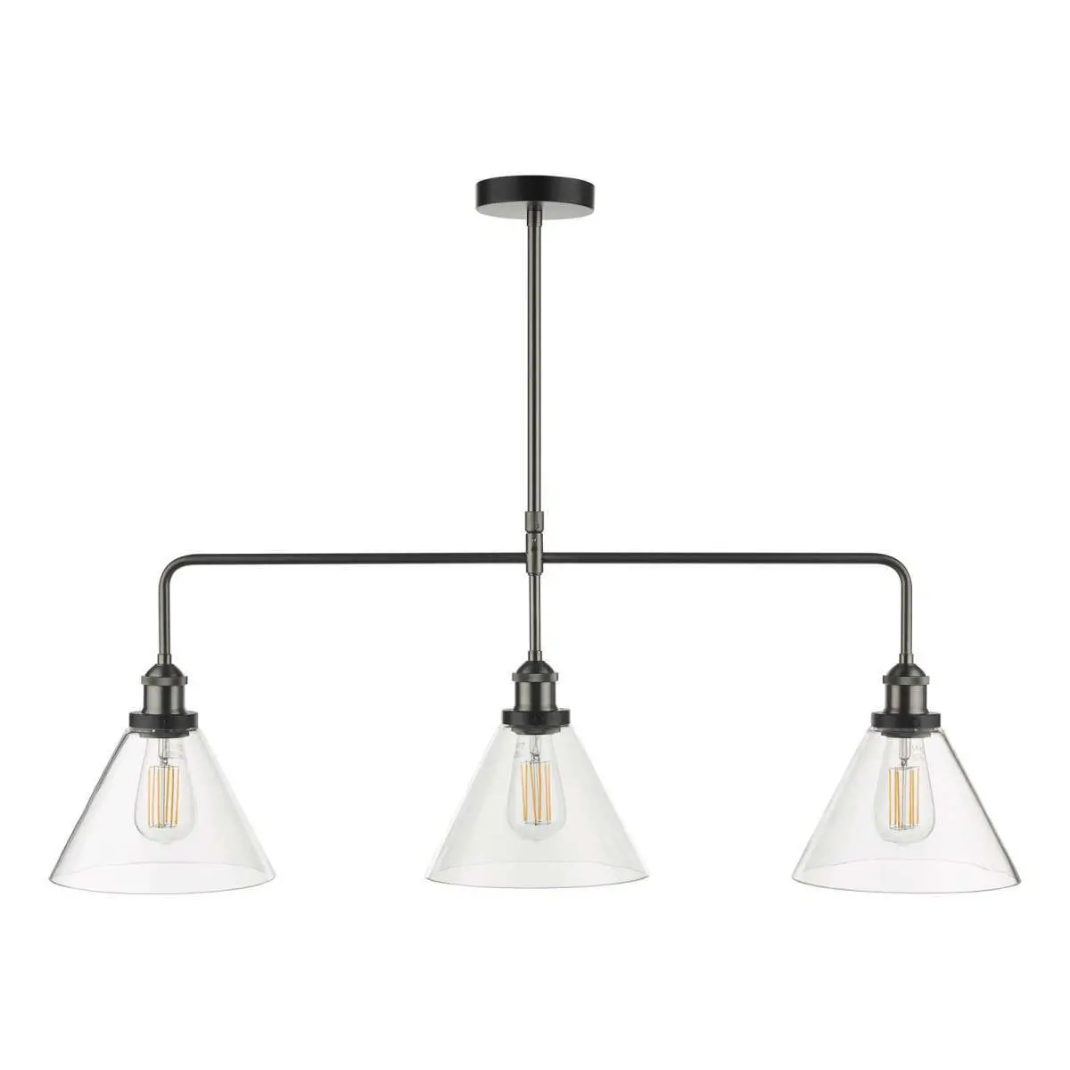 Ray 3 Light Bar Pendant Antique Nickel with Clear Glass
