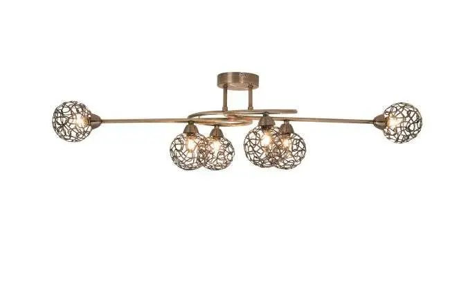 Ronda 6 Light Antique Brass with Mesh Ball Shade