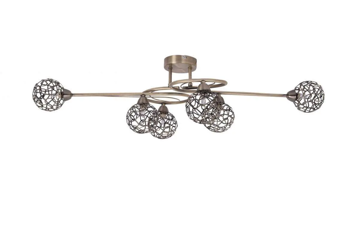 Ronda 6 Light Antique Brass with Mesh Ball Shade