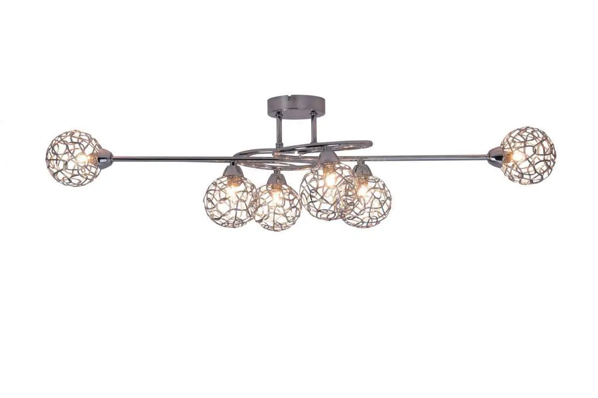 Ronda 6 Light Polished Chrome with Mesh Ball Shade
