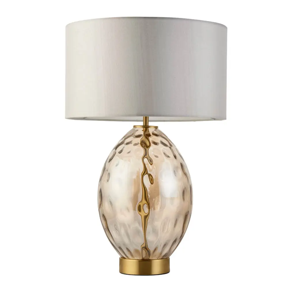 Elin Brass & Champagne Lustre Touch Table Lamp C/W Shade