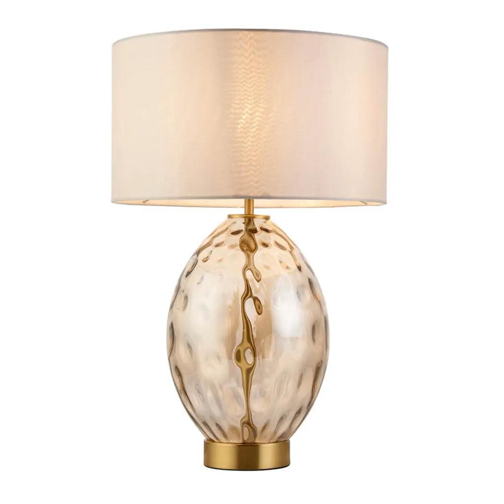 Elin Brass & Champagne Lustre Touch Table Lamp C/W Shade