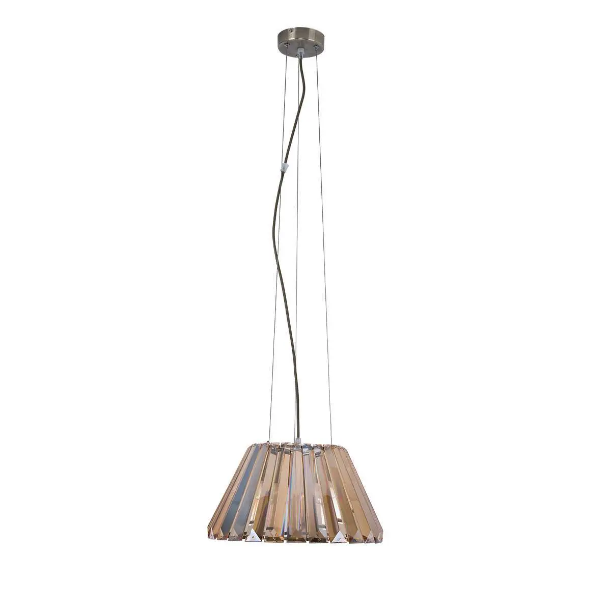 Senza 1 Light Antique Brass, Amber Crystal Pendant