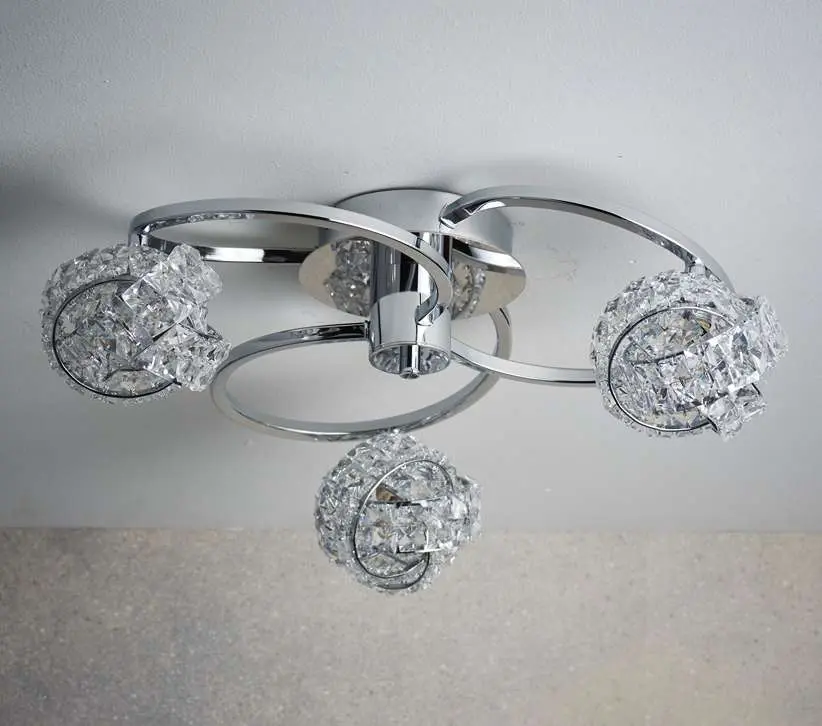 Talia Chrome & Crystal 3 Light Semi-Flush Fitting
