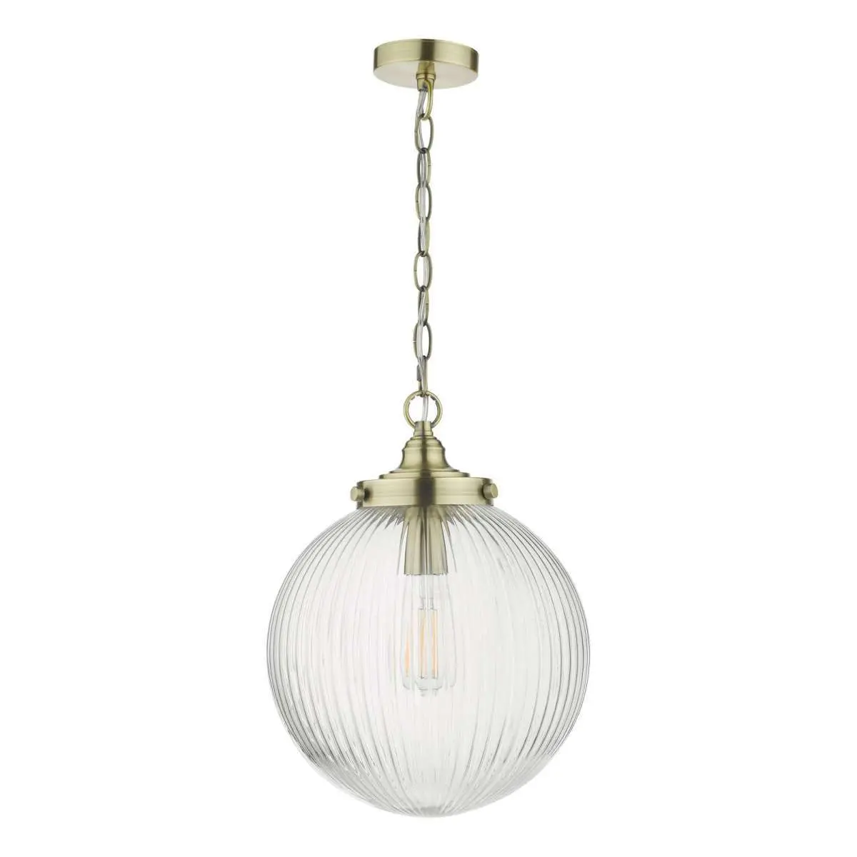 Tamara 1lt Pendant Antique Brass & Ribbed Glass