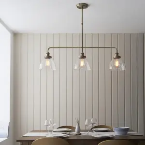 Hansen 3 Light Bar Linear Pendant in Antique Brass
