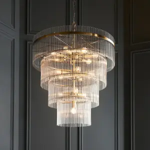 Marietta 16 Light Tiered Pendant in Antique Brass