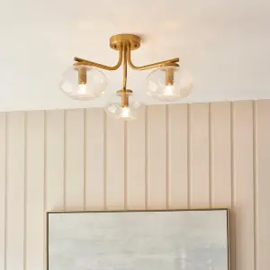 Jacob 3 Light Semi Flush Brass Fitting