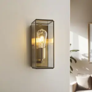 Hammond Brushed Brass & Glass Wall Light