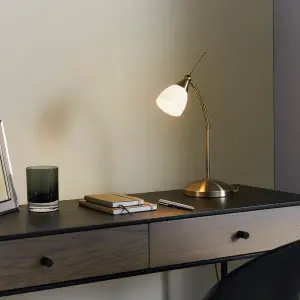 Antique Brass Touch Lamp with Flexi Arm