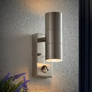 Canon PIR Polished Stainless Steel Up & Down Wall Light IP44 Canon PIR Polished Stainless Steel Up & Down Wall Light IP44