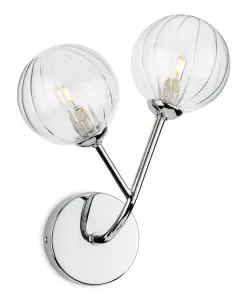 Groves 2 Light Chrome Wall Fitting with Decorative Shades