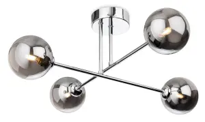 Lando Chrome & Smoked Glass 4 Light Semi Flush