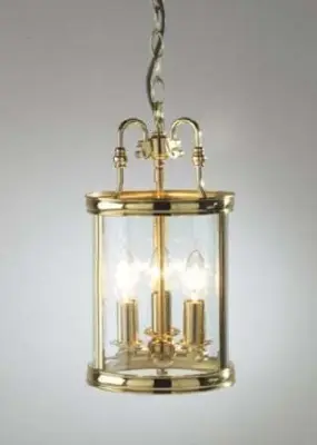 3-light polished brass dual mount  glass lantern