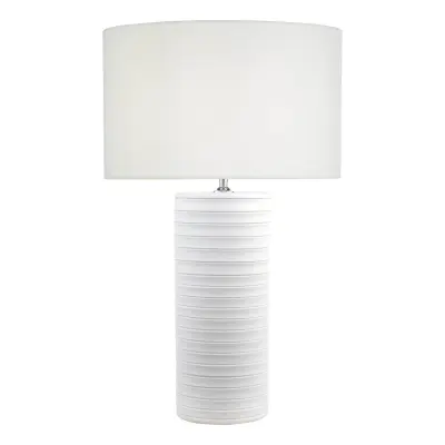 Pascha White Cermaic Table Lamp C/W White Shade