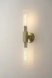 Dee Double Antique Brass Bathroom Light Wall or Ceiling IP44