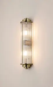 Appeal Small Flush Wall Light in Antique Brass IP44