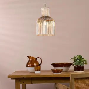 Bixby Brushed Bronze & Ribbed Glass Pendant