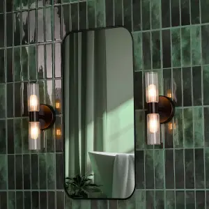 Bolton Double Black Wall Light IP44