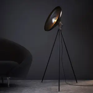 Glo Modern Matt Black & Nickel Tripod Floor Lamp