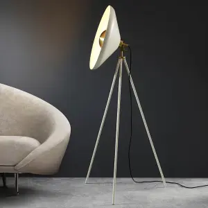 Glo Modern Warm White & Brass Tripod Floor Lamp
