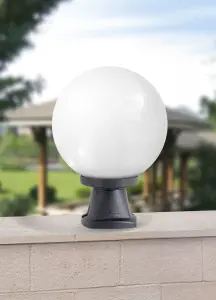 Disma Black Post Top with Opal Globe