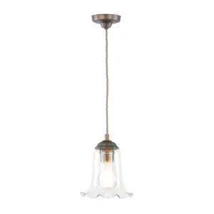 Ebba Antique Brass Single Pendant with Clear Glass