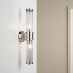 Eleanor 2 Light Wall Fitting in Satin Chrome Finish