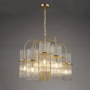 Eniola 9 Light Natural Brass &amp; Glass Ceiling Pendant