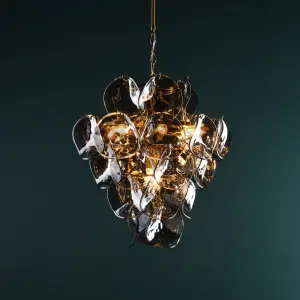 Genoa 8 Light Brass & Smoked Glass Pendant