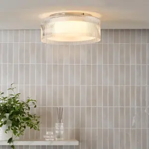 Geryon Polished Chrome Bathroom Flush Light IP44