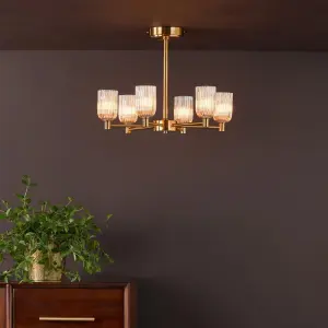 Hilaria 6 Light Antique Gold Semi-Flush Fitting