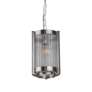 Hudson Single Glass Pendant in Satin Chrome