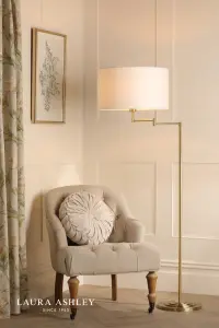 Marlowe Swing Arm Floor Lamp in Antique Brass C/W Shade
