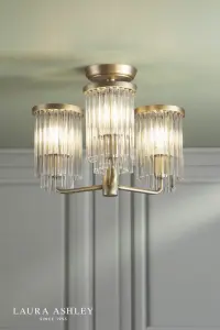 Hilcote 3 Light Antique Brass Semi Flush Fitting