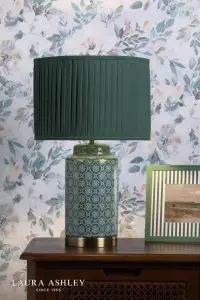 Knipton Antique Brass & Green Table Lamp C/W Shade