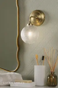 Langdon Antique Brass & Textured Glass Wall Light IP44