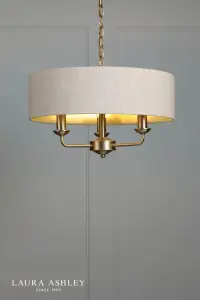 Sorrento 3 Light Antique Brass Pendant with Natural Shade