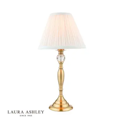 Laura Ashley Ellis Antique Brass Spindle Table Lamp with Ivory Shade