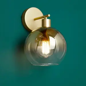 Lycia Satin Gold &amp; Gold Ombre Glass Wall Light
