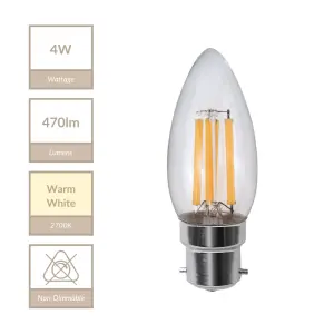 4W B22 Non-Dimmable Candle Bulb in Warm White