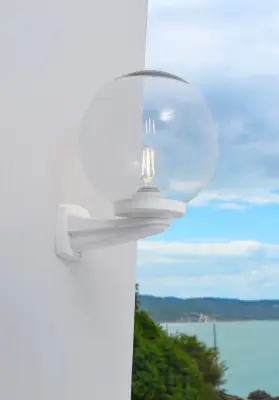 Nardo 250mm Clear Globe Wall Light in Grey