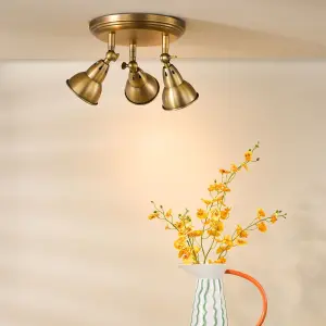Nataniel 3 Light Spotlight in Aged Brass