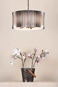 Netra 3 Light Satin Bronze & Ivory Pendant
