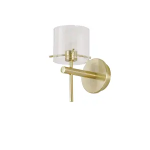 Gene Single Wall Light in Satin Brass IP44