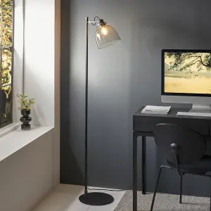 Urban Belle Smoked Grey Floor Lamp in Black Chrome Finish
