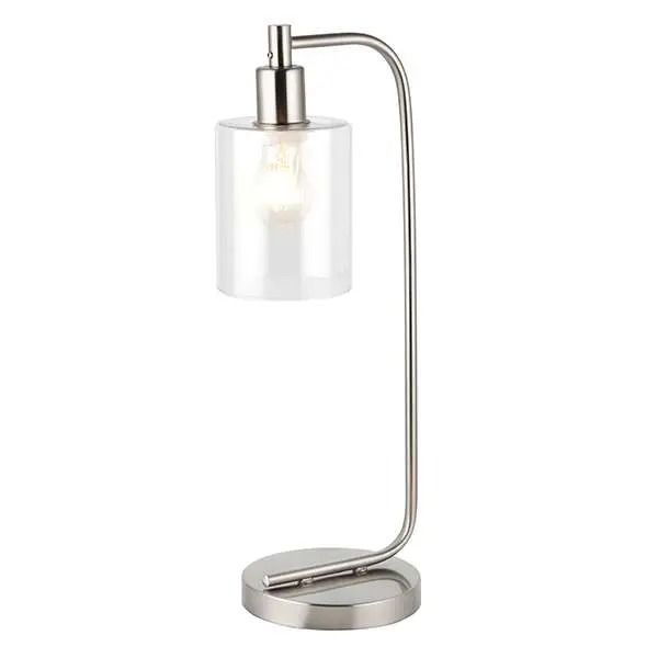 Toledo Brushed Nickel Table Lamp with Clear Glass Head