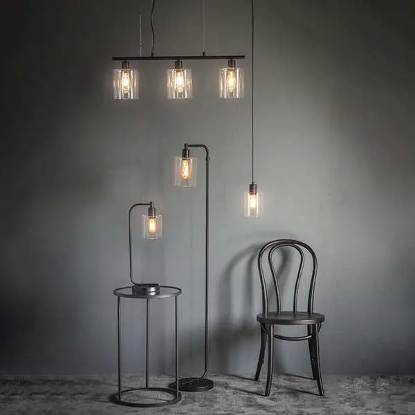 Toledo Matt Black Table Lamp with Clear Glass Head