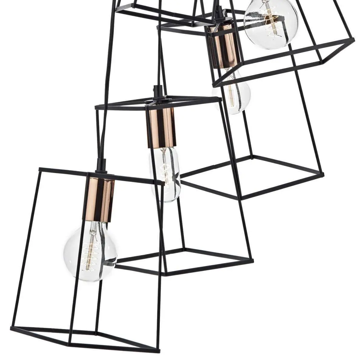 Tower 6 Light Cluster Pendant Black