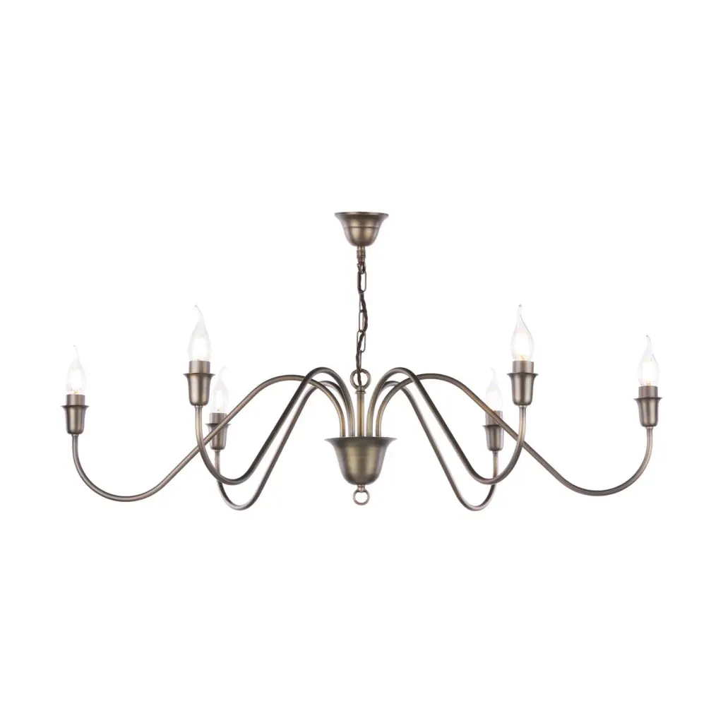 Uppsala 6 Light Antique Brass Ceiling Pendant Fitting Only